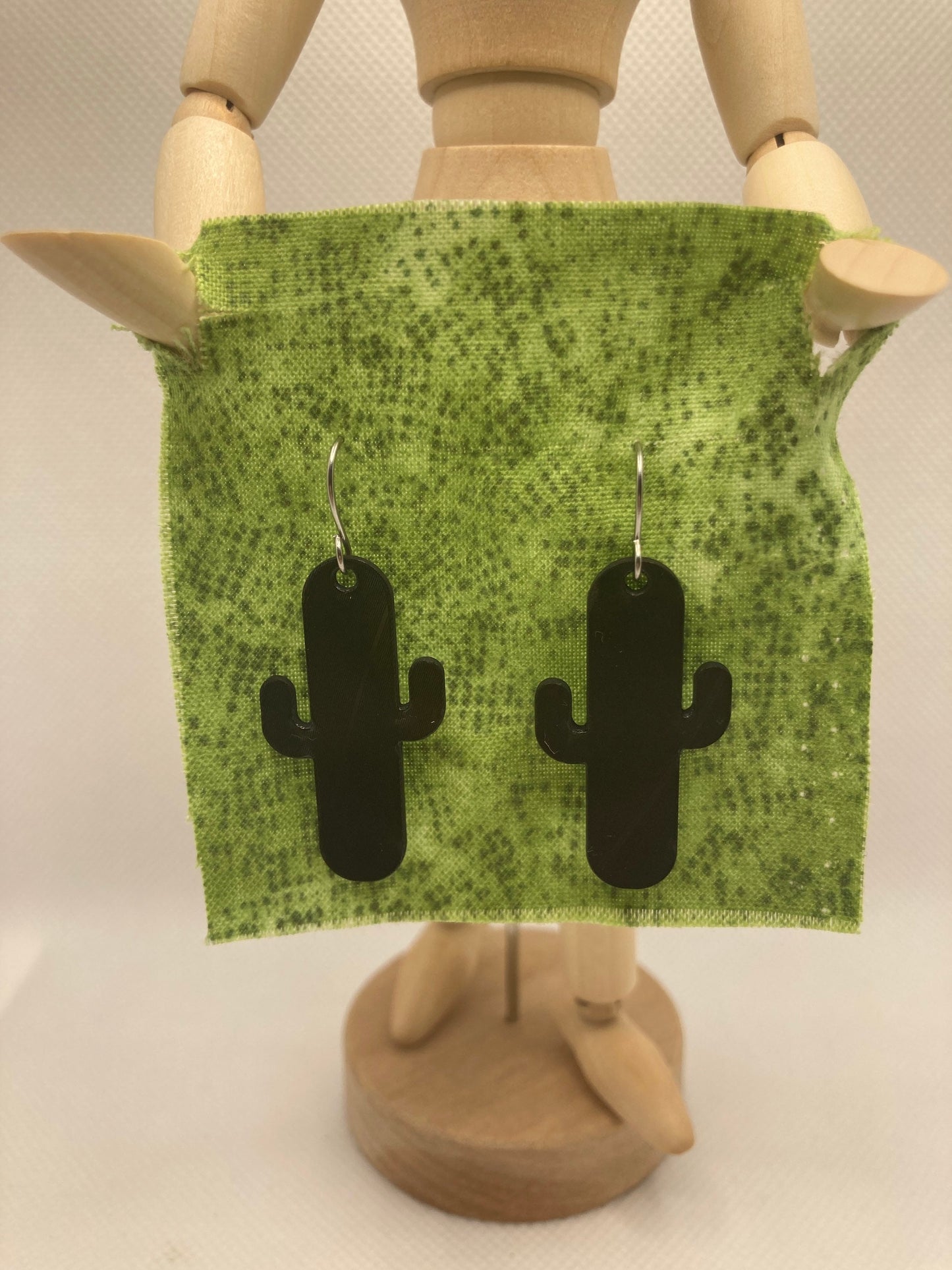 Cactus upcycled vinyl record earrings