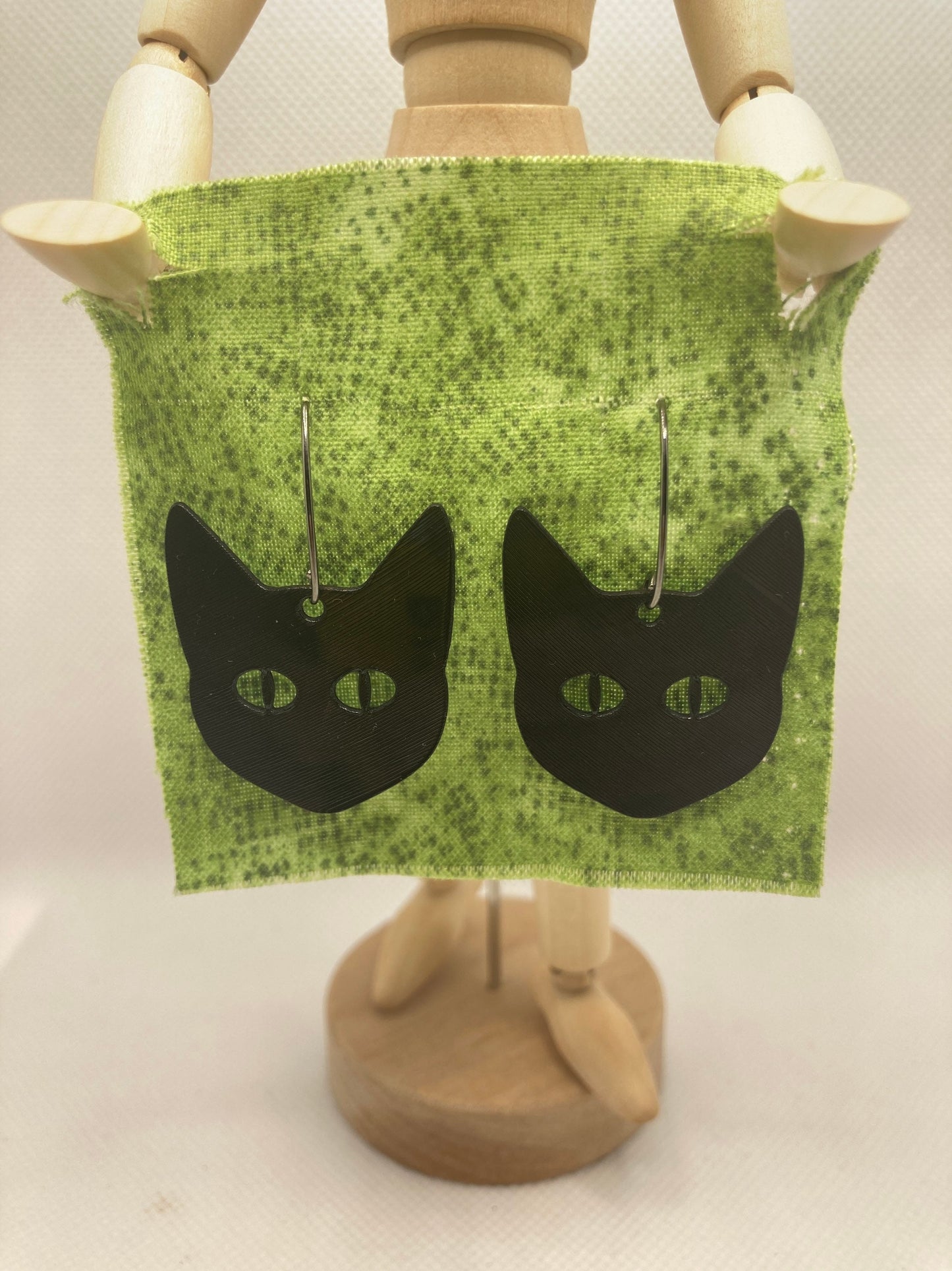 Cat head upcycled vinyl record earrings