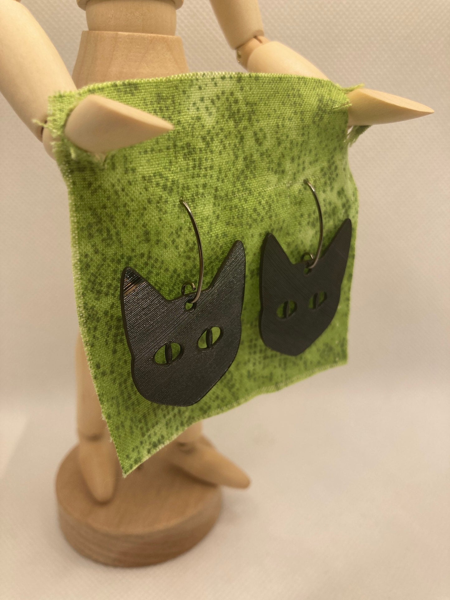 Cat head upcycled vinyl record earrings