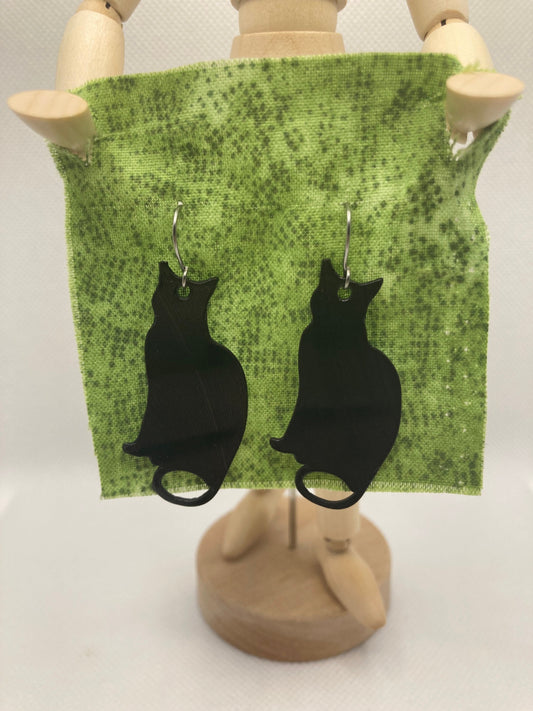 Cat upcycled vinyl record earrings