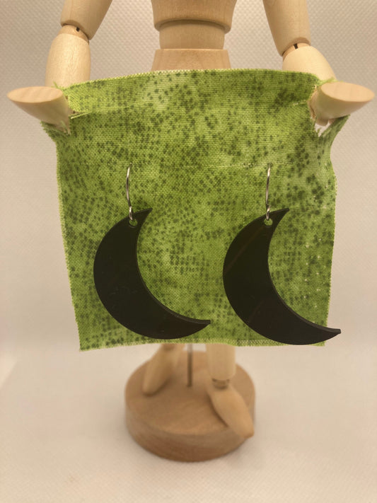 Crescent moon upcycled vinyl record earrings